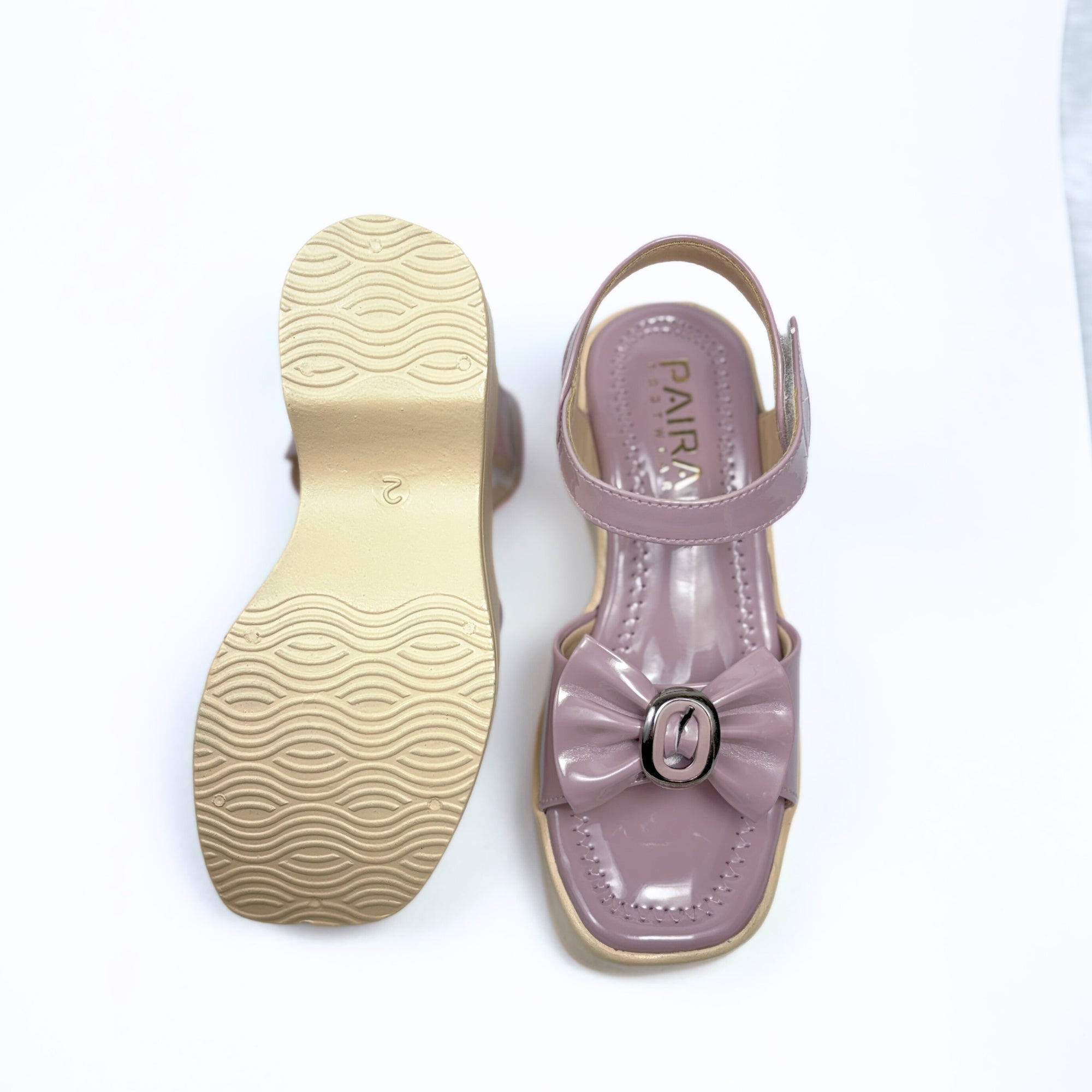 Girls Party Wear Sandals for Kids | Ankle Strap Wedge Heel with Bow Design | Comfortable & Secure Fit | Blush Pink | Size 12 UK