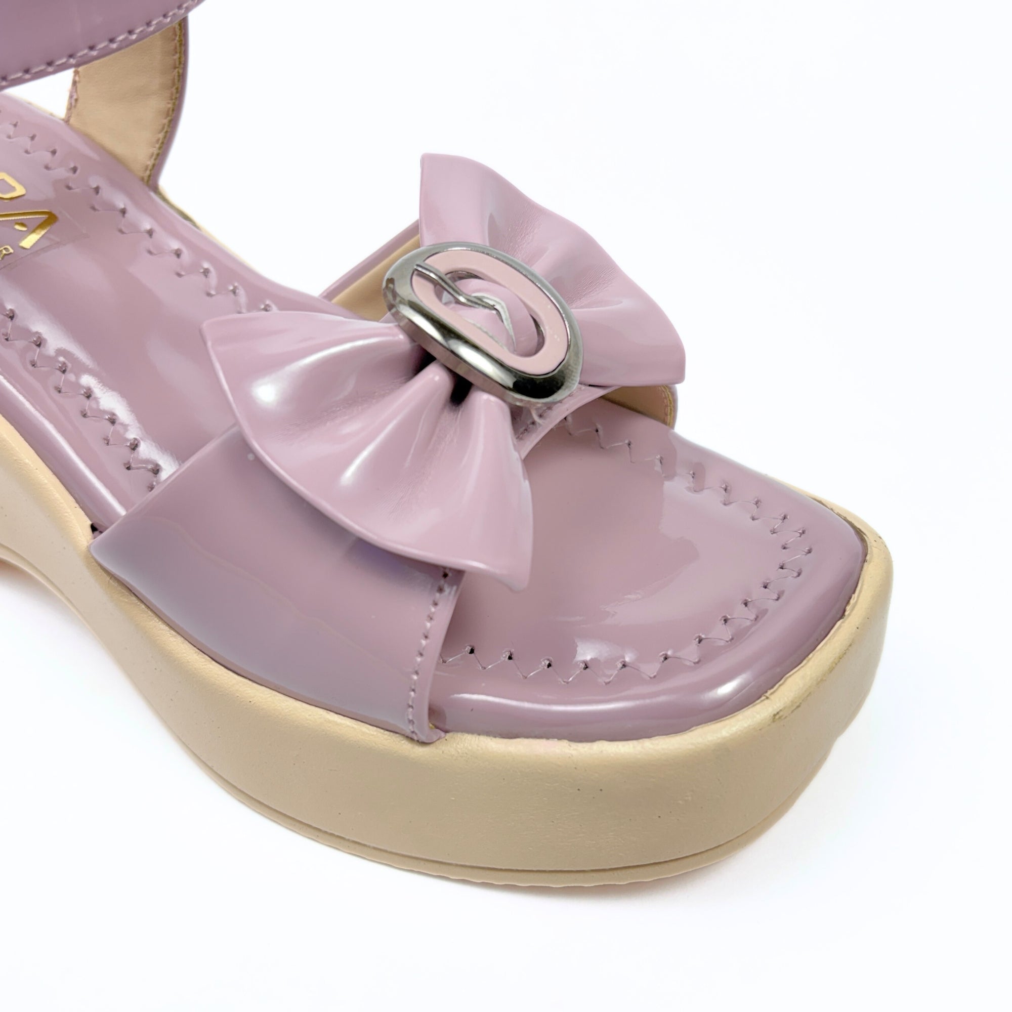 Girls Party Wear Sandals for Kids | Ankle Strap Wedge Heel with Bow Design | Comfortable & Secure Fit | Blush Pink | Size 4 UK