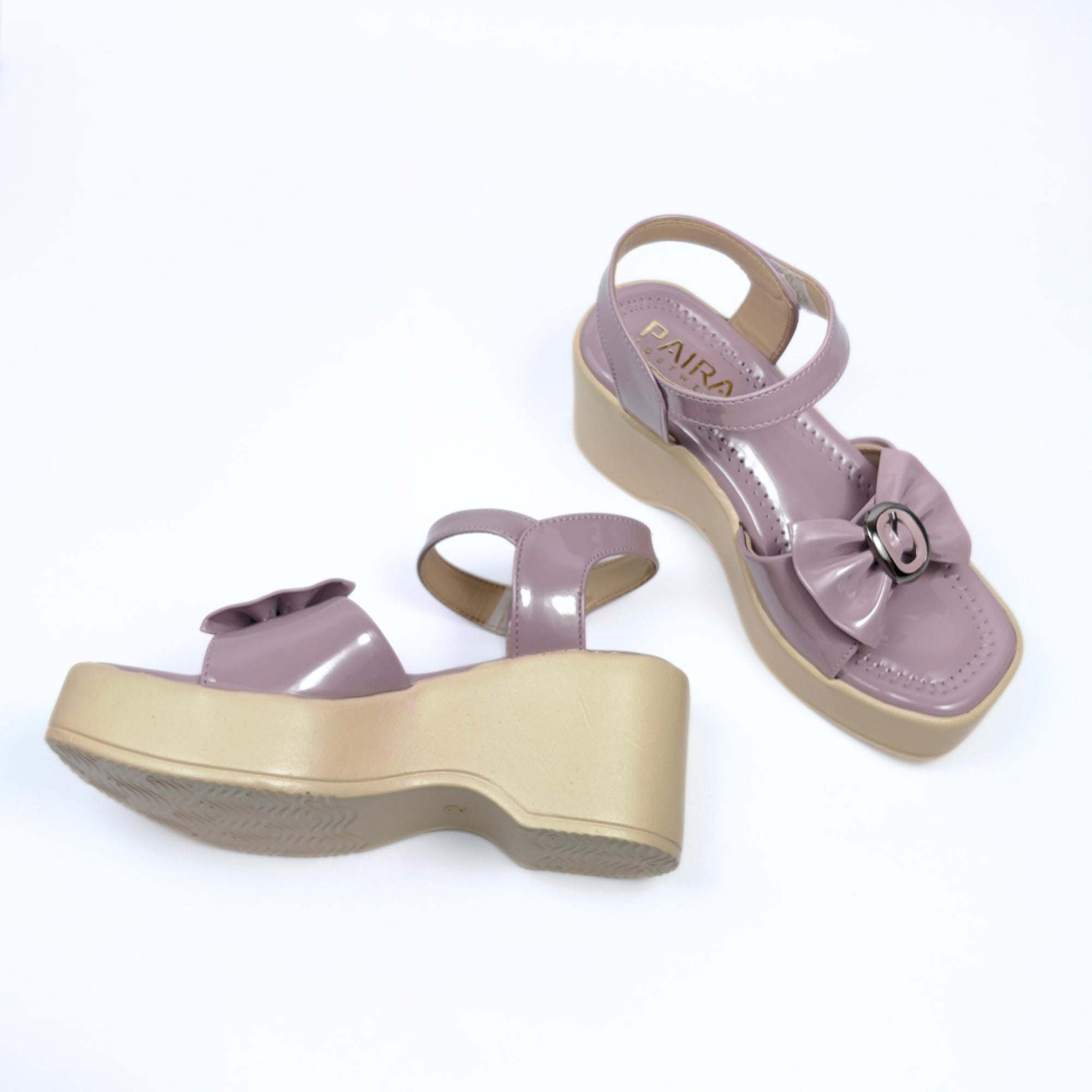Girls Party Wear Sandals for Kids | Ankle Strap Wedge Heel with Bow Design | Comfortable & Secure Fit | Blush Pink | Size 4 UK