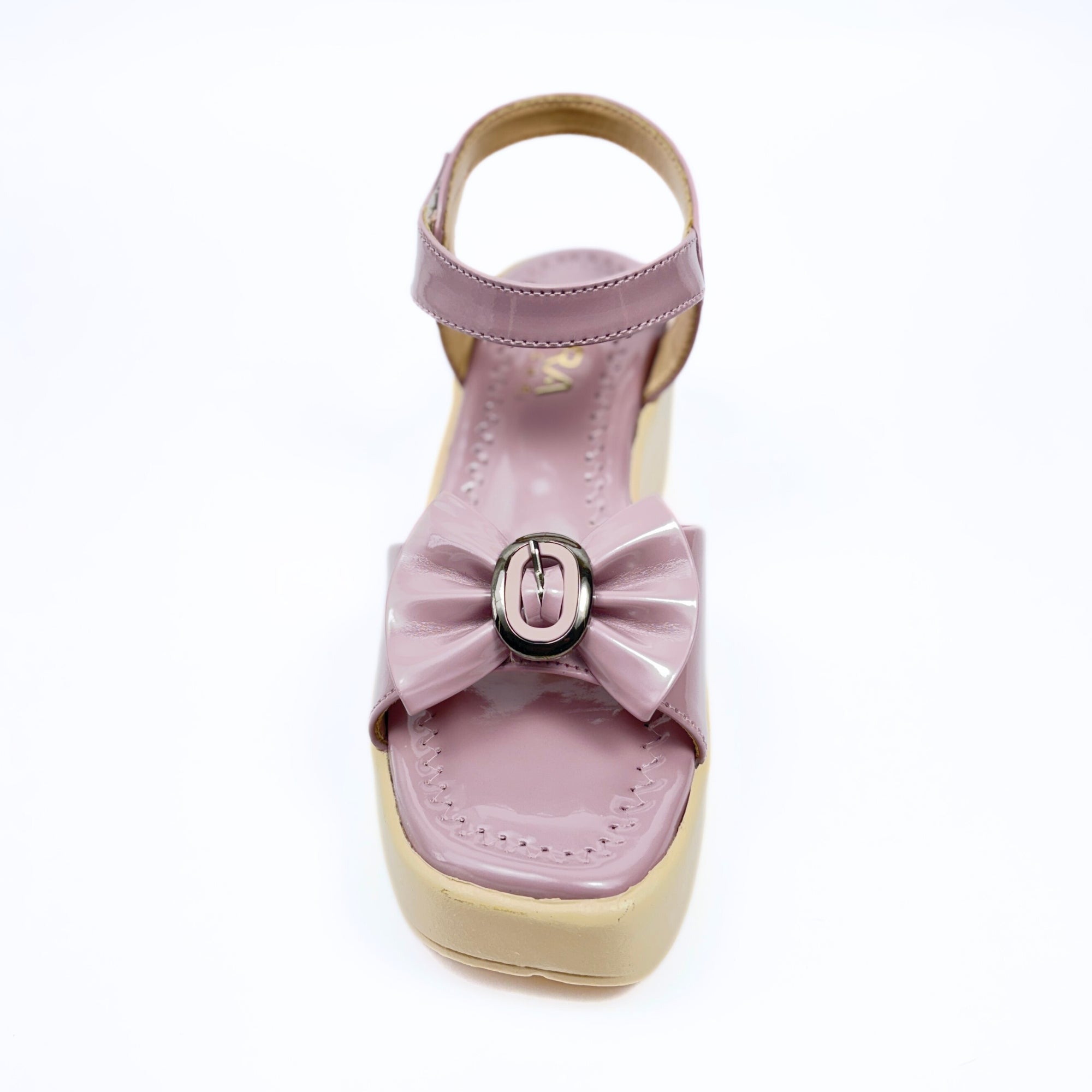 Girls Party Wear Sandals for Kids | Ankle Strap Wedge Heel with Bow Design | Comfortable & Secure Fit | Blush Pink | Size 12 UK
