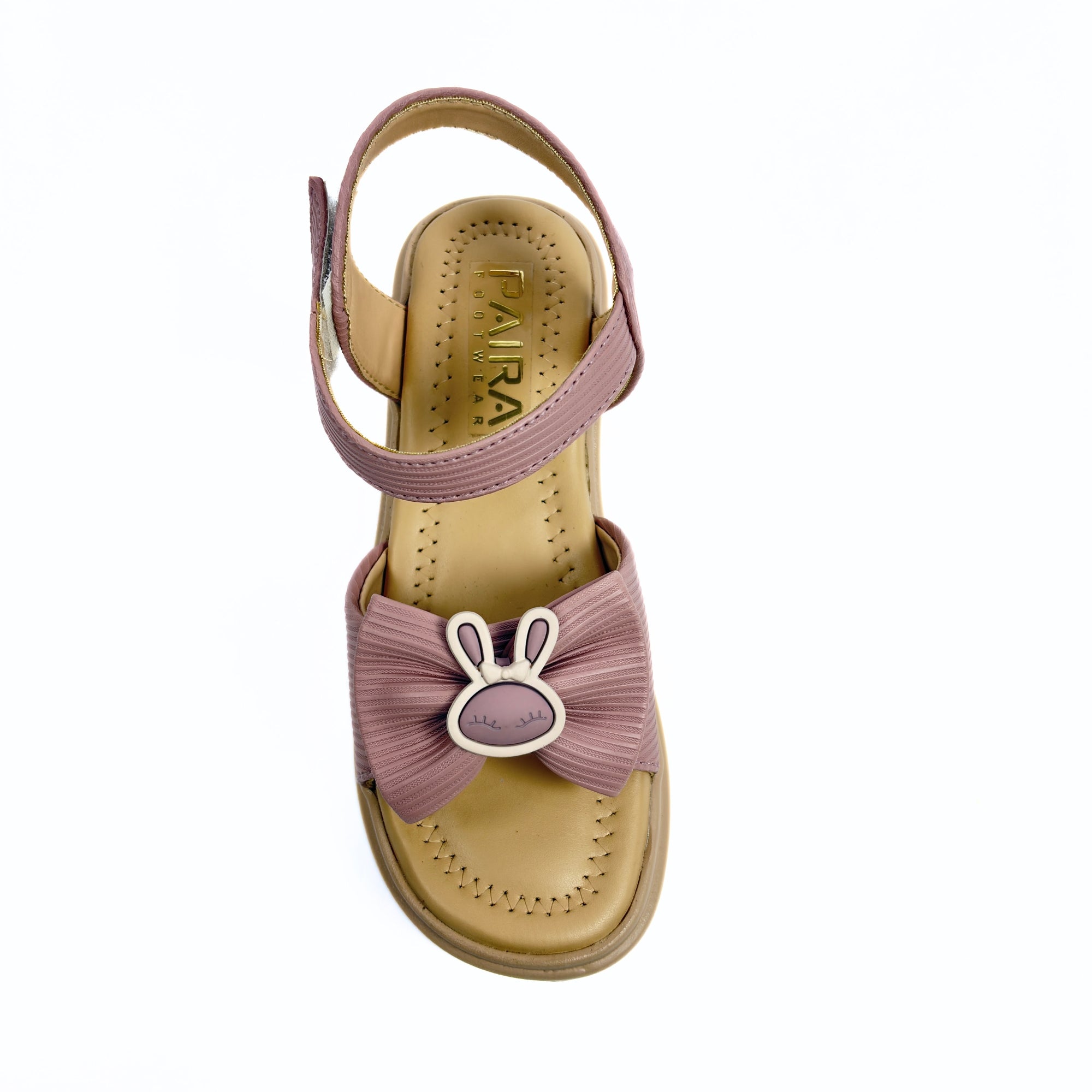 Girls Casual Party Wear Sandals for Kids | Textured Bow Front Strap with Ankle Strap | Comfortable Low Heel | Secure & Cute Fit | Blush Mauve | Size 1 UK
