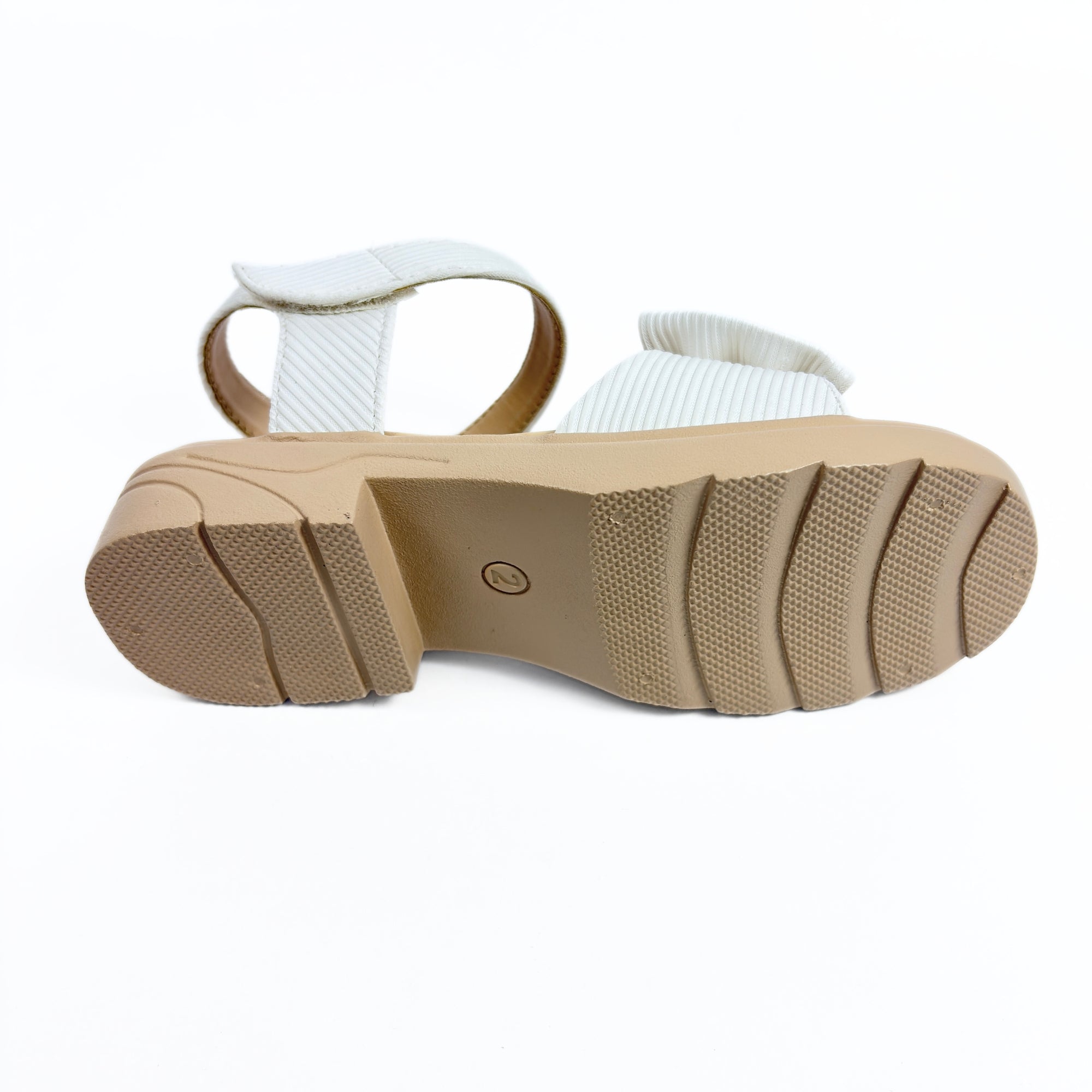 Girls Casual Party Wear Sandals for Kids | Textured Bow Front Strap with Ankle Strap | Comfortable Low Heel | Secure & Cute Fit | Ivory White | Size 13 UK