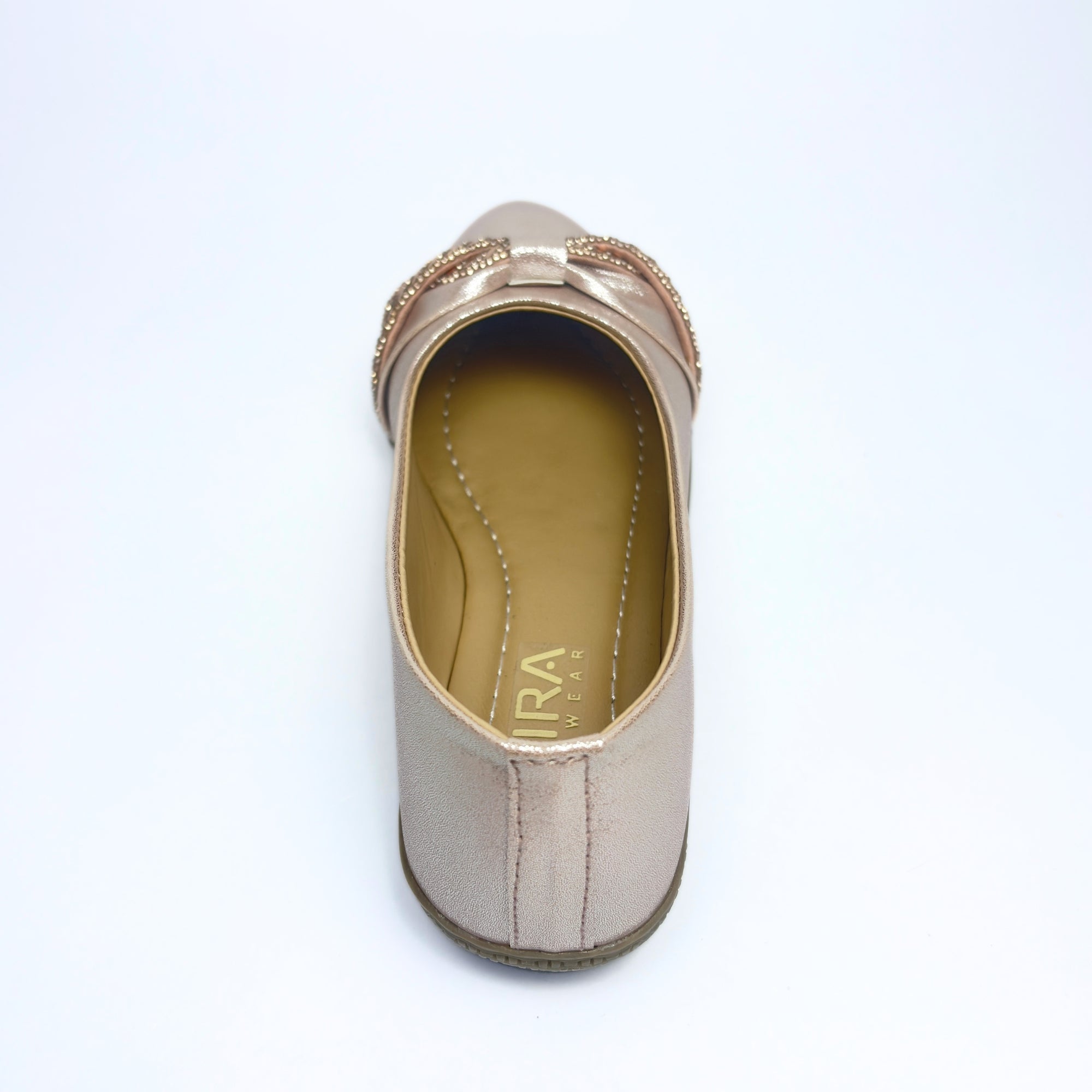 Girls Party Wear Bellies for Kids | Metallic Rose Gold Finish with Embellished Knot Design | Soft Inner Lining | Comfortable Flat Sole | Easy Slip-On | Size 4 UK