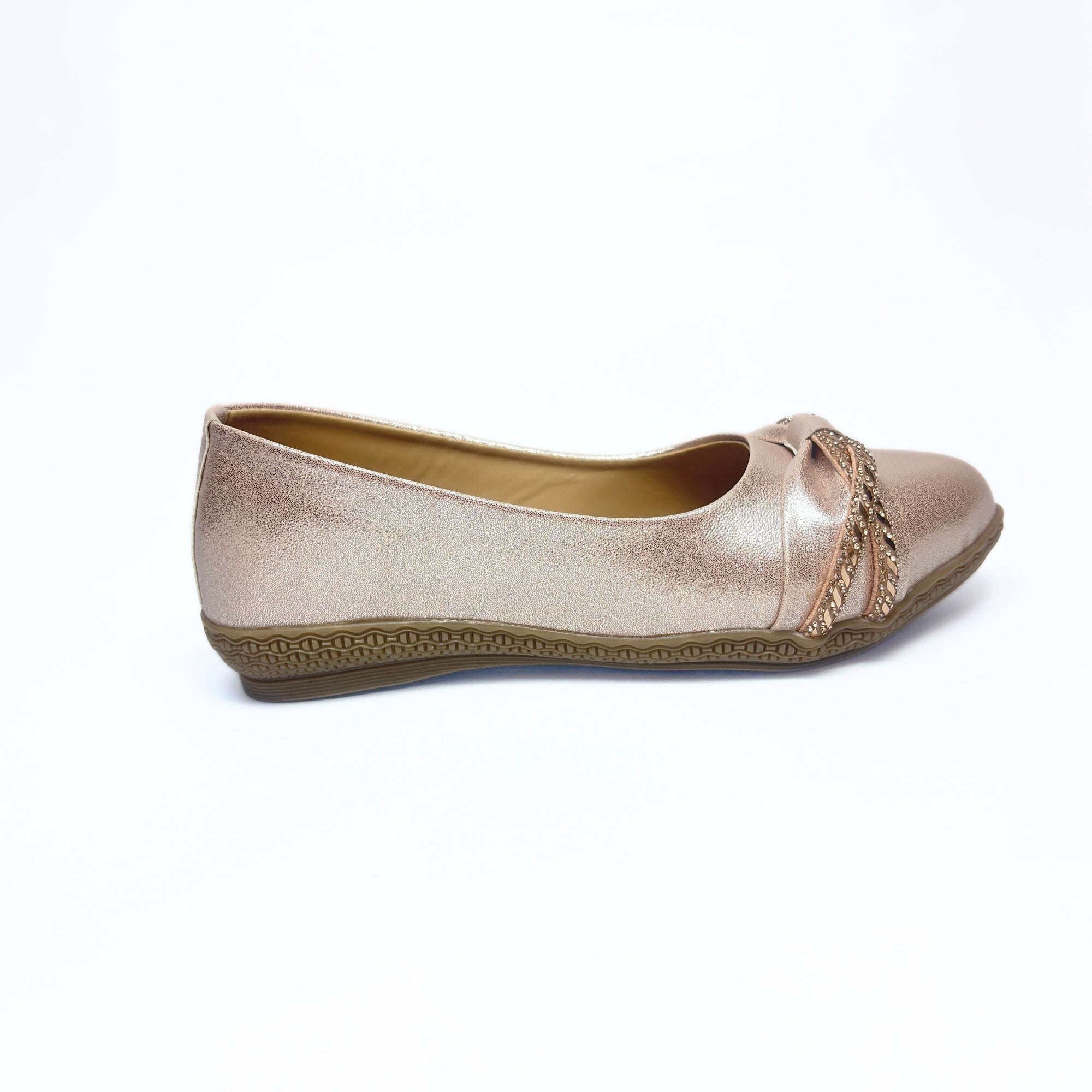 Girls Party Wear Bellies for Kids | Metallic Rose Gold Finish with Embellished Knot Design | Soft Inner Lining | Comfortable Flat Sole | Easy Slip-On | Size 13 UK