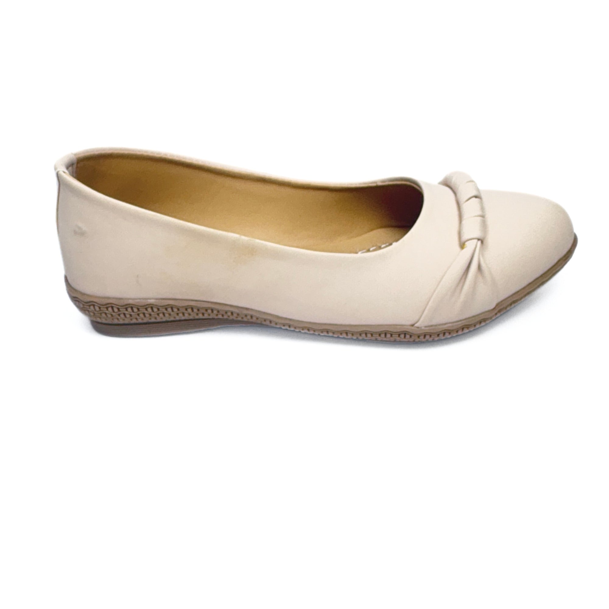 Girls Casual & Party Wear Bellies for Kids | Ivory Cream Pointed Toe Flats with Braided Knot Detail | Soft Cushioned Insole | Comfortable Slip-On Shoes | Size 4 UK
