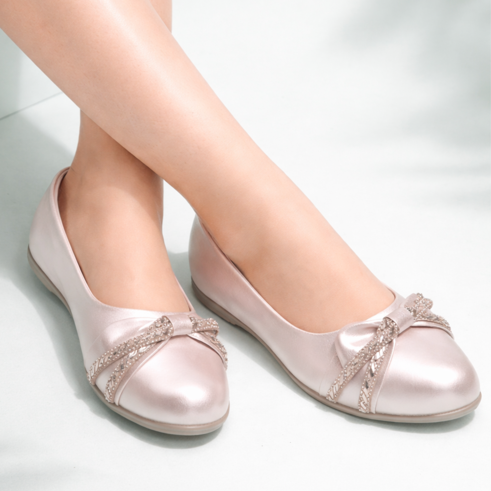 Girls Party Wear Bellies for Kids | Metallic Rose Gold Finish with Embellished Knot Design | Soft Inner Lining | Comfortable Flat Sole | Easy Slip-On | Size 13 UK